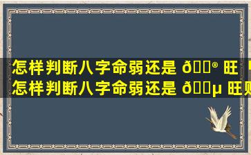 怎样判断八字命弱还是 💮 旺「怎样判断八字命弱还是 🌵 旺财」